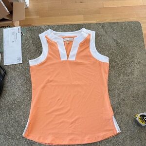 Women's Pebble Beach Active Wear  Sleeveless Top in a Peach White Color